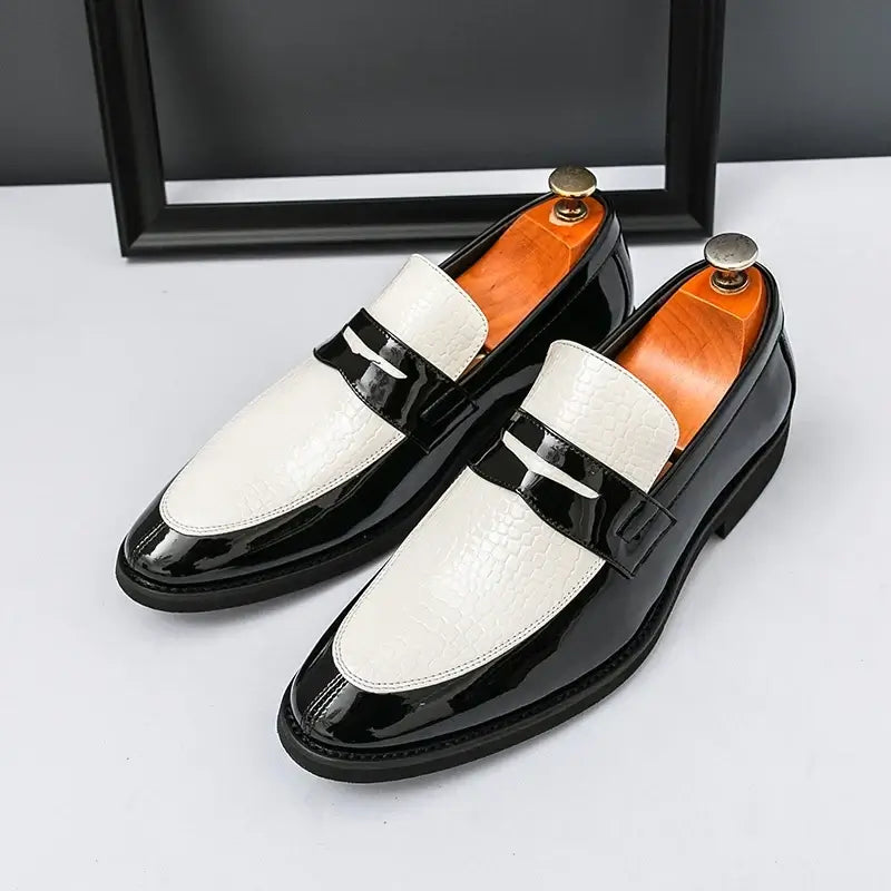 Men's Color-Block Round-Toe Business Loafers, Formal Wedding