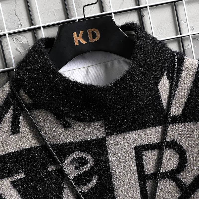 Men's Striped Round-Neck Knit Pullover Sweater