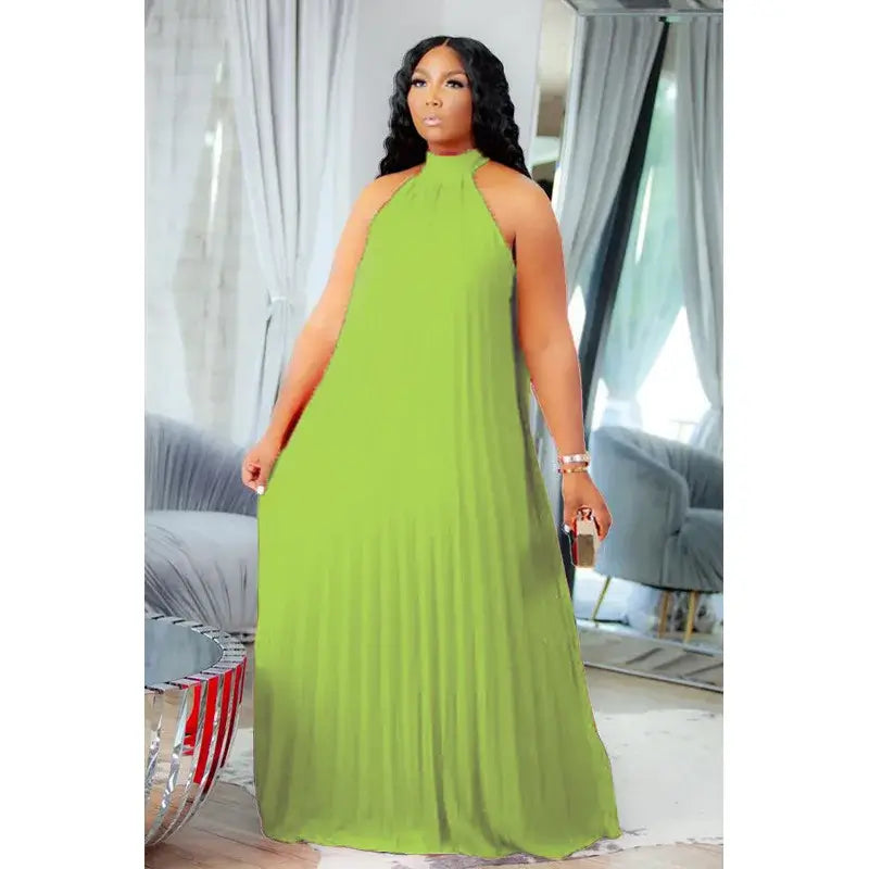 Women's Plus-Size Halter Hollow Split A-Line Bandage Maxi Dress