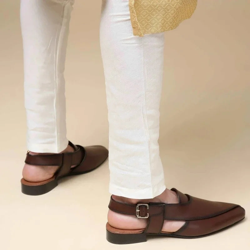Men's Brown Buckle Strap Dress Sandals