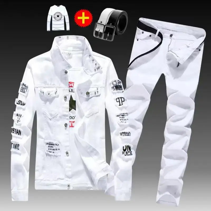 Men's Slim Denim Jacket and Jeans Two-Piece Set