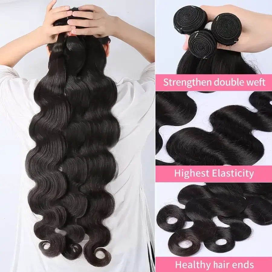 Raw Human Hair Bundles 28 30 inch Brazilian Hair Weave Bundles Body Wave Sew In Remy Hair Extensions 3 4 Bundle Virgin Hair Weft