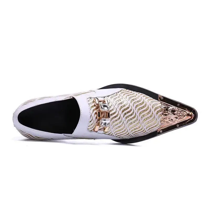 Men's Italian Snake Grain Pointed Leather Dress Shoes