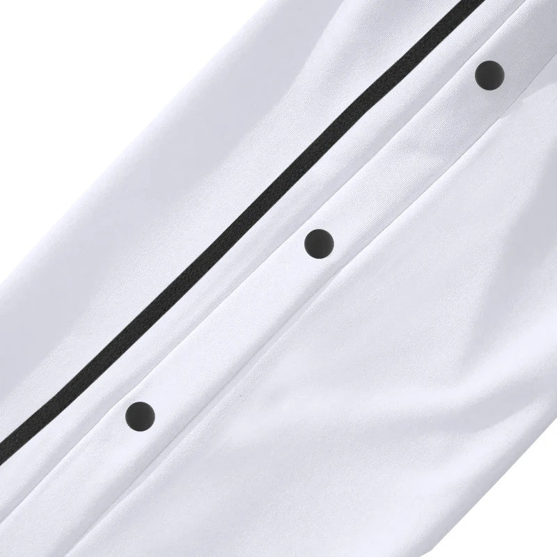 Men's Loose Solid Patchwork Side Button Straight Trousers