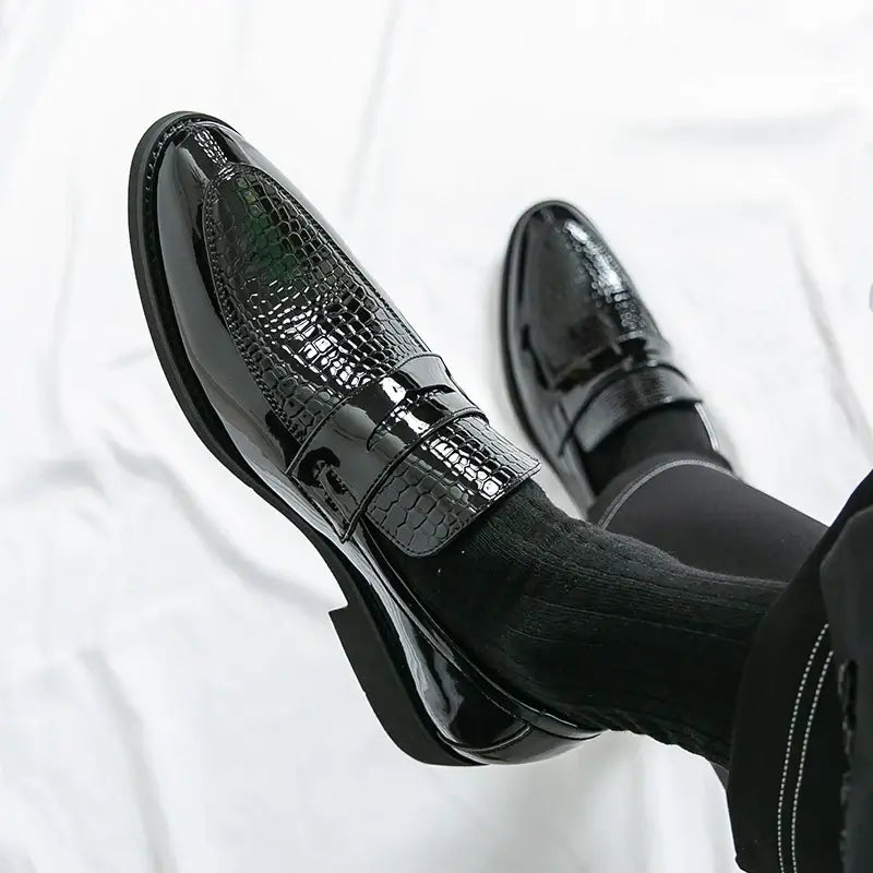 Men's Color-Block Round-Toe Business Loafers, Formal Wedding