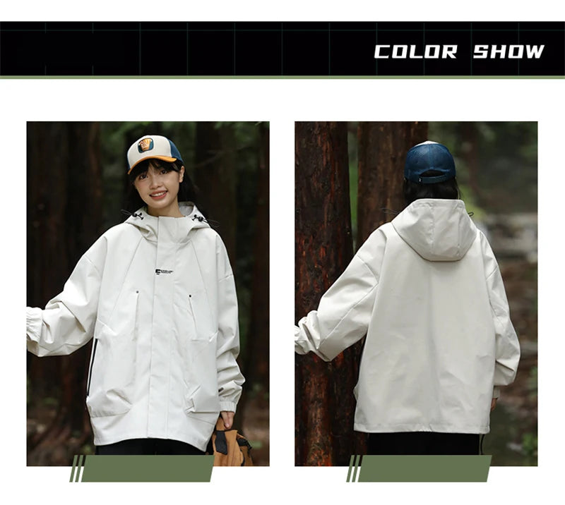 Men's Waterproof Hooded Hiking Bomber Windbreaker