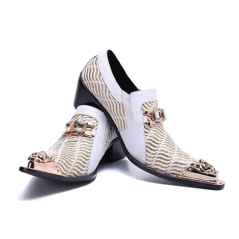 Men's Italian Snake Grain Pointed Leather Dress Shoes