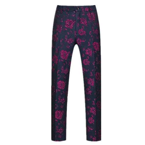 Men's Jacquard Wedding Party Groom Dress Suit Pants