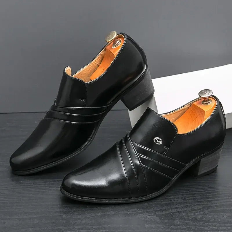 Men's Pointed Leather Height-Increase Business Dress Shoes