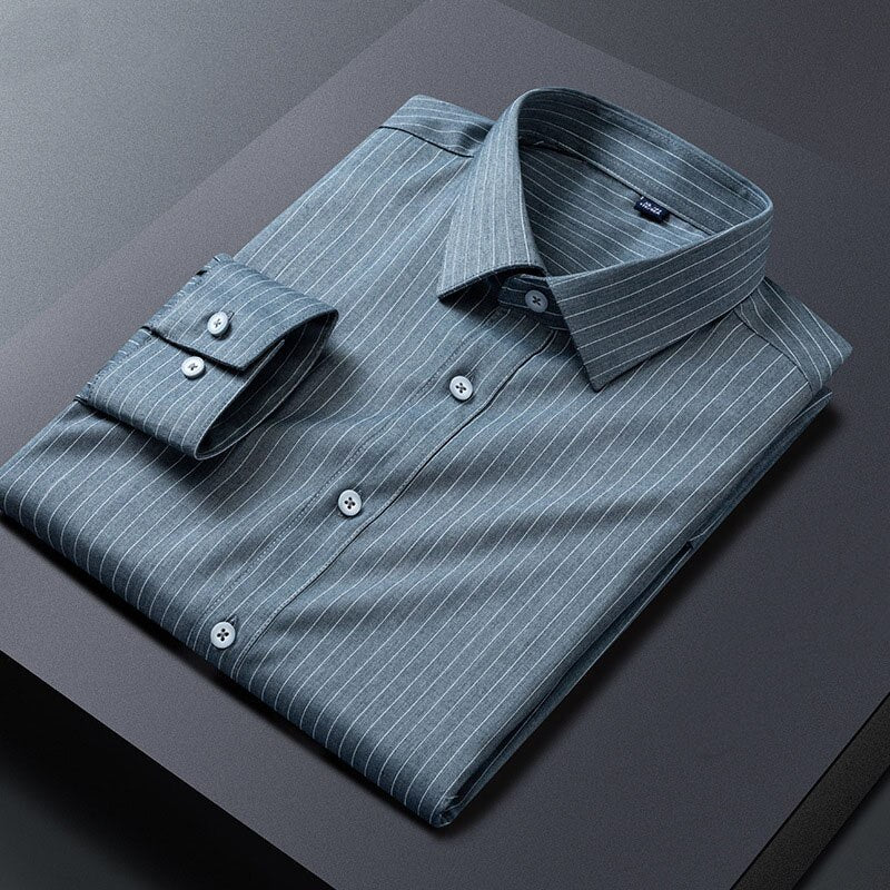 Men's Striped Long Sleeve Business Casual Dress Shirt