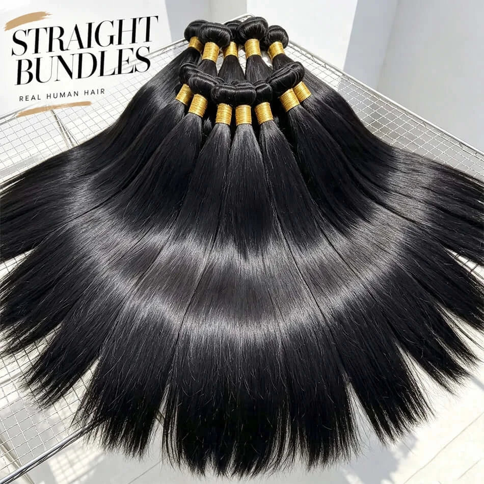 Real Human Hair Bone Straight Bundles 30 40 Inches Raw Hair 1 3 4 Bundles Brazilian Hair Weave Extensions For Black Women