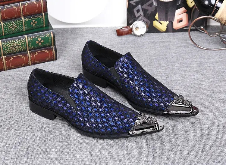 Men's Pointed Metal Toe Party Dress Shoes