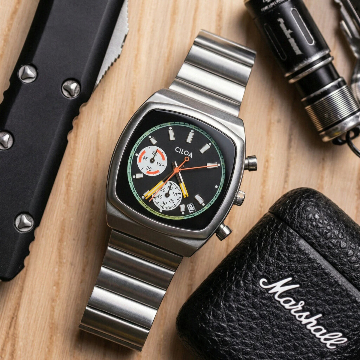 Men's Square Dial Splash-Resistant Automatic Mechanical Watch
