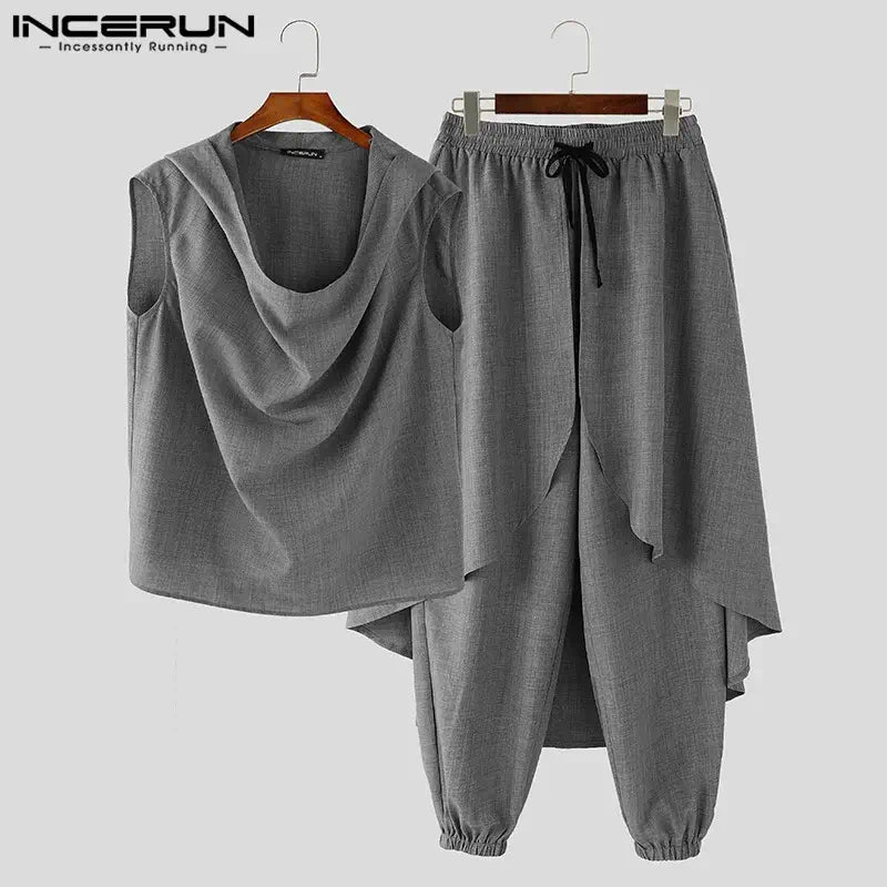 Men's Solid Color Casual Two-Piece Outfit