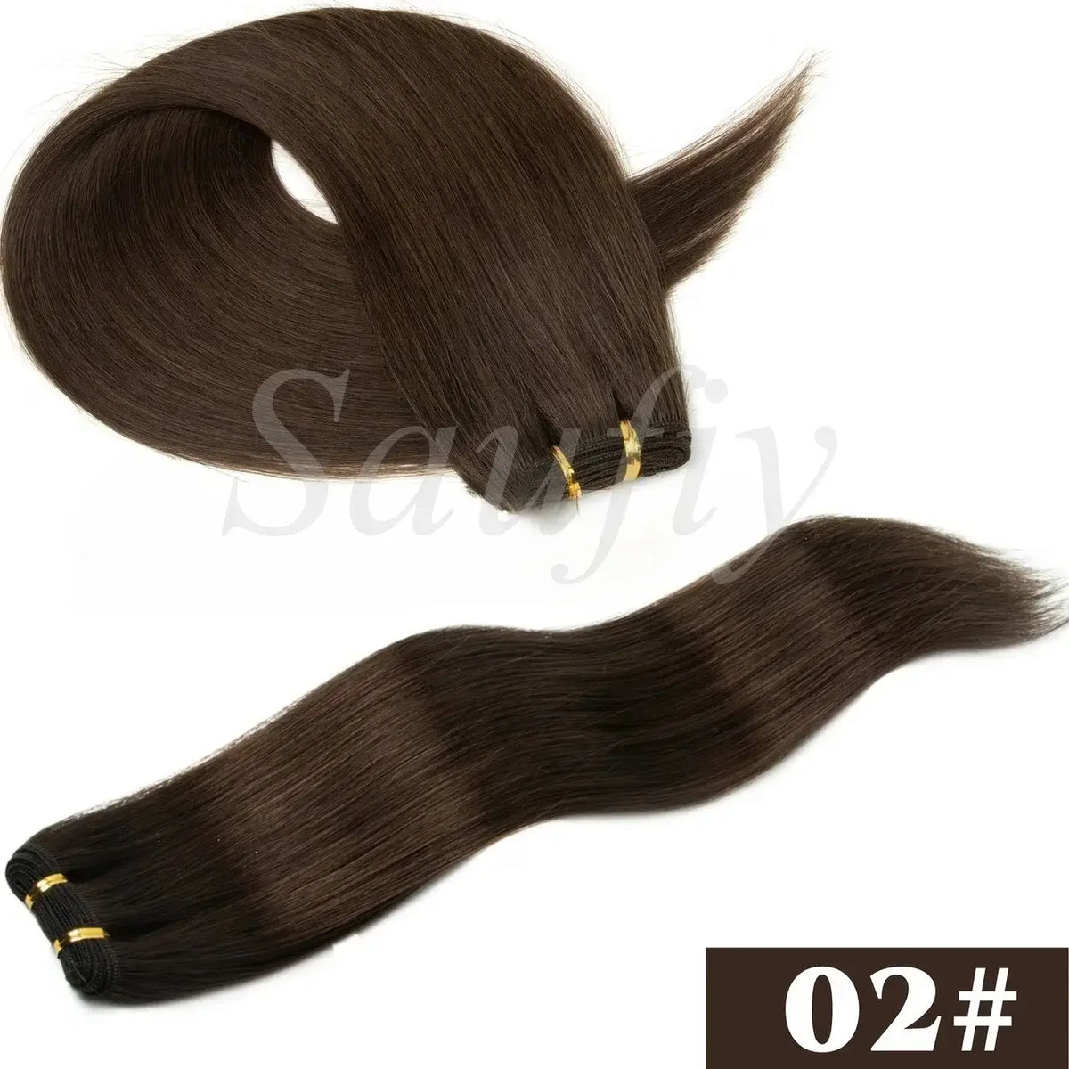 Highlights Brown Hair Weft Extensions Human Hair Weaves Bundles Sewing In Weft Extensions Natural Black Blonde Brown Double Drawn Human Hair Weft for Women 50g/Pack, Color 02.