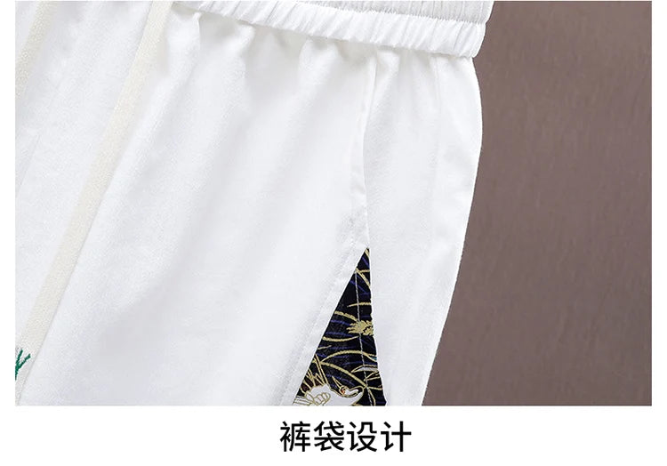 Men's Print Short-Sleeve Shirt and Shorts Two-Piece Set