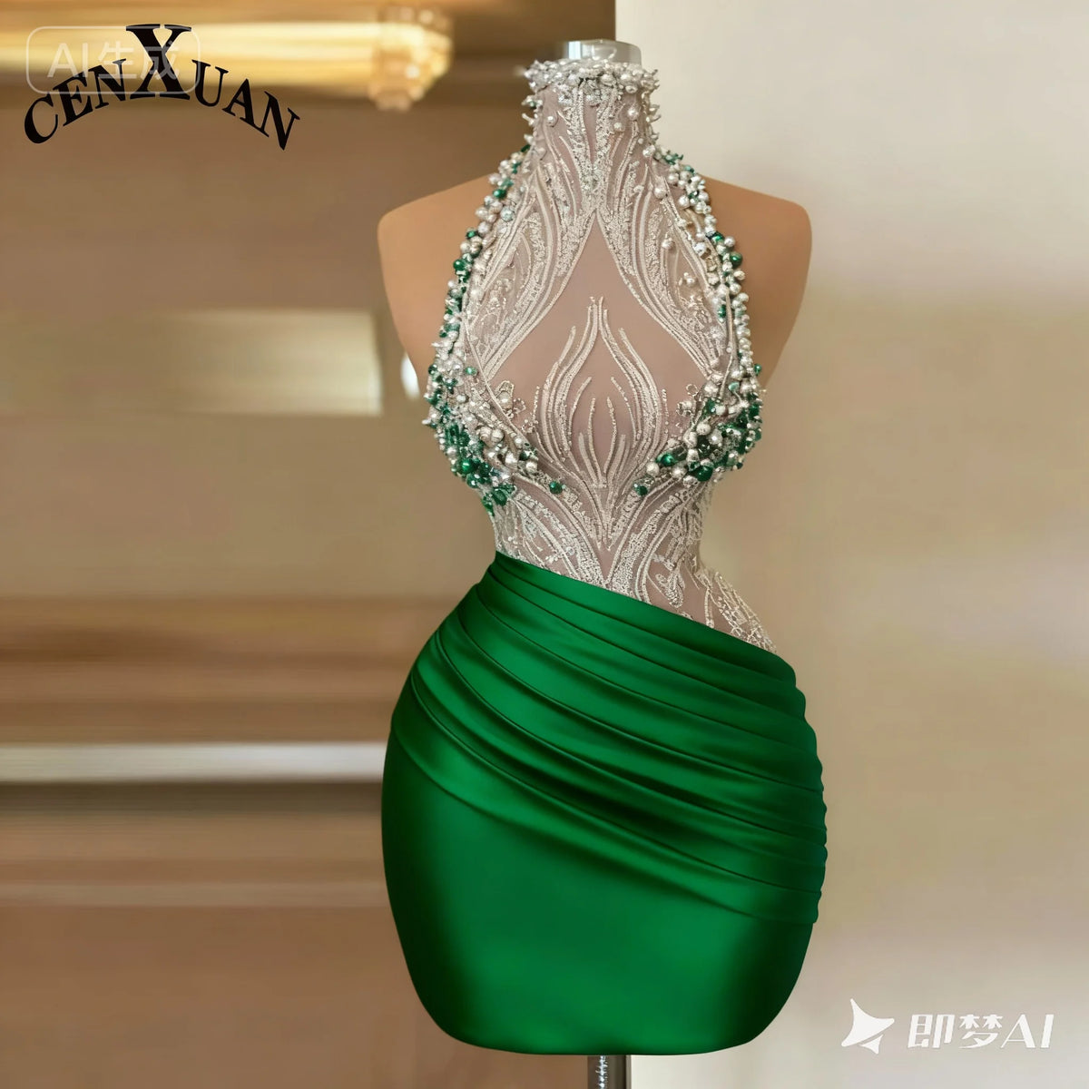White Mini Prom Dresses Pearl Beaded Strap Elegant Sleeveless Short Evening Dress