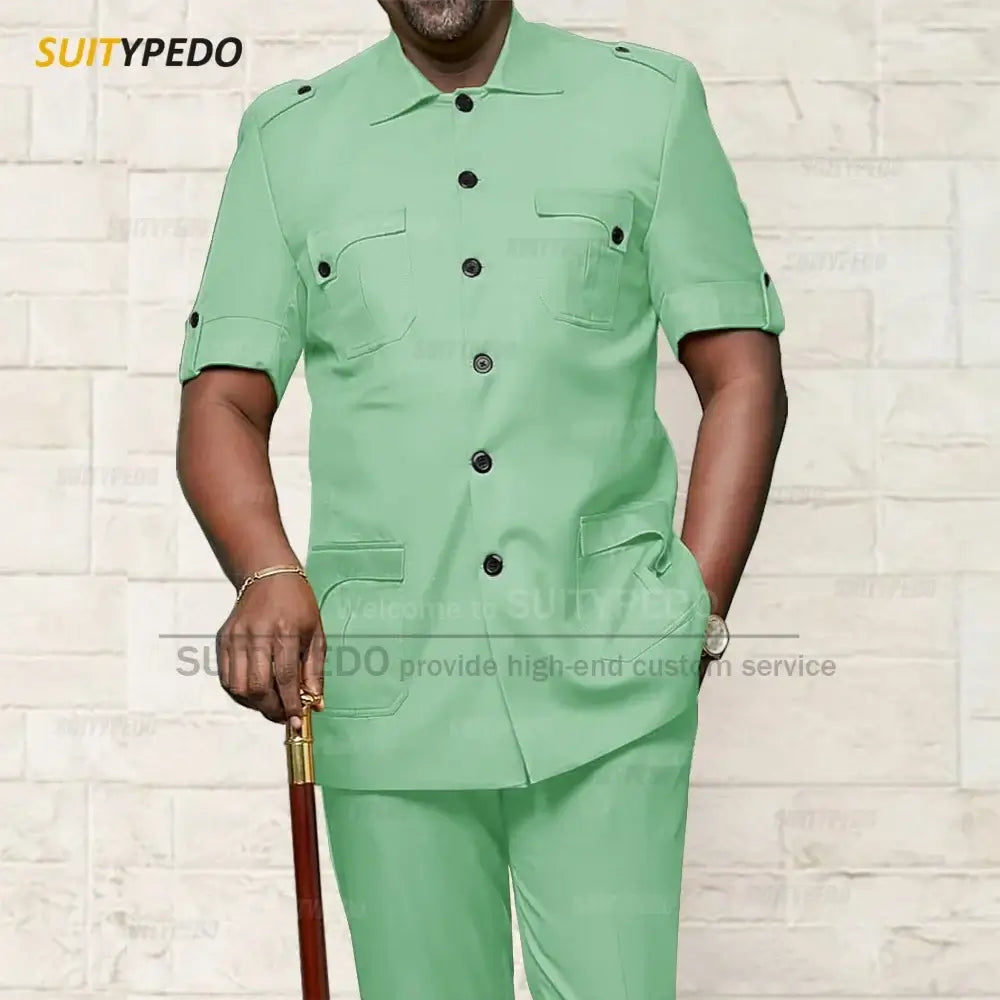 Men's African Style Slim Fit Blazer and Pants Suit