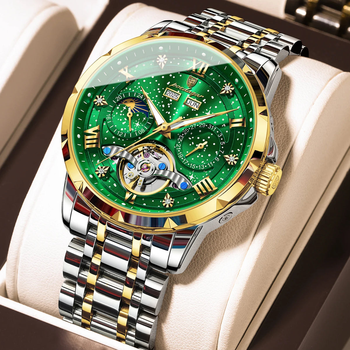Men's Automatic Mechanical Stainless Steel Calendar Watch