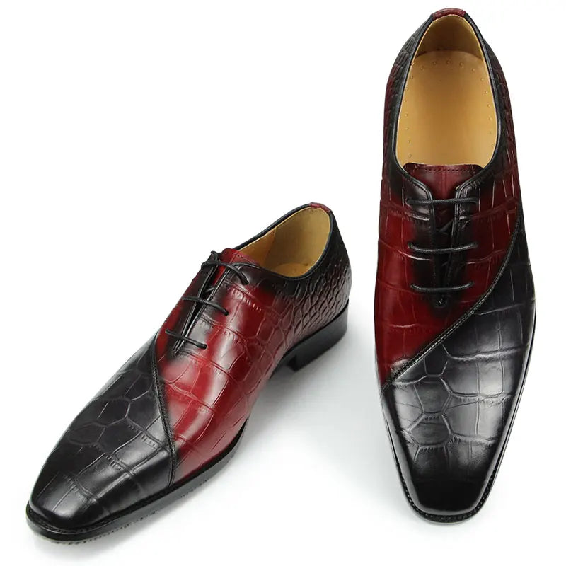 Men's Mixed Color Genuine Leather Oxford Business Office Shoes