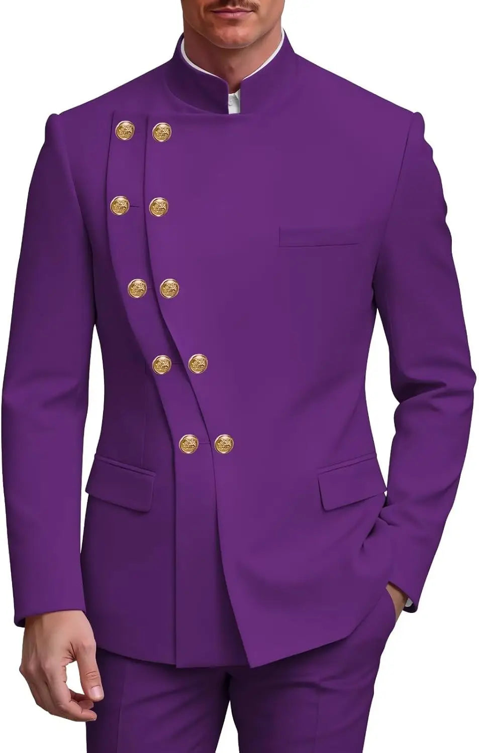 Men's Slim Fit Stand Collar Wedding Tuxedo Set