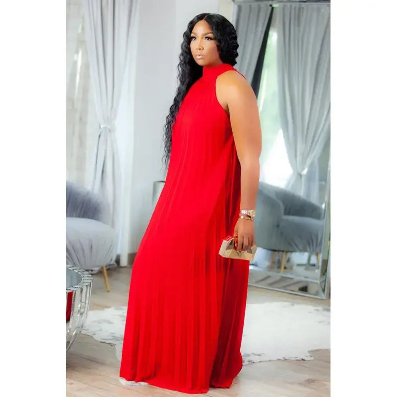 Women's Plus-Size Halter Hollow Split A-Line Bandage Maxi Dress