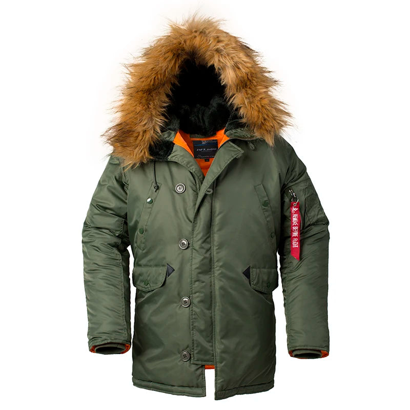 Men's Winter N3B USAF Waterproof Fur-Hood Parka, Tactical Bomber