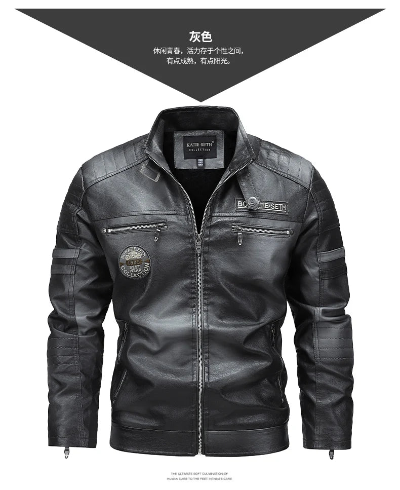 Men's Winter Motorcycle Leather Jacket