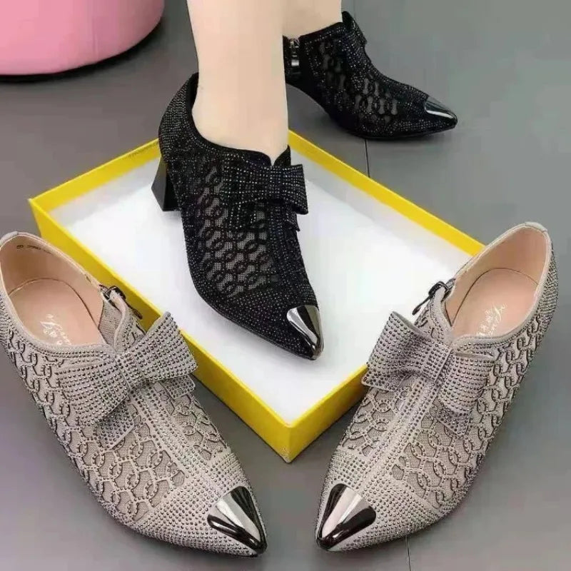 Women's Rhinestone Hollow High Heel Dance Shoes