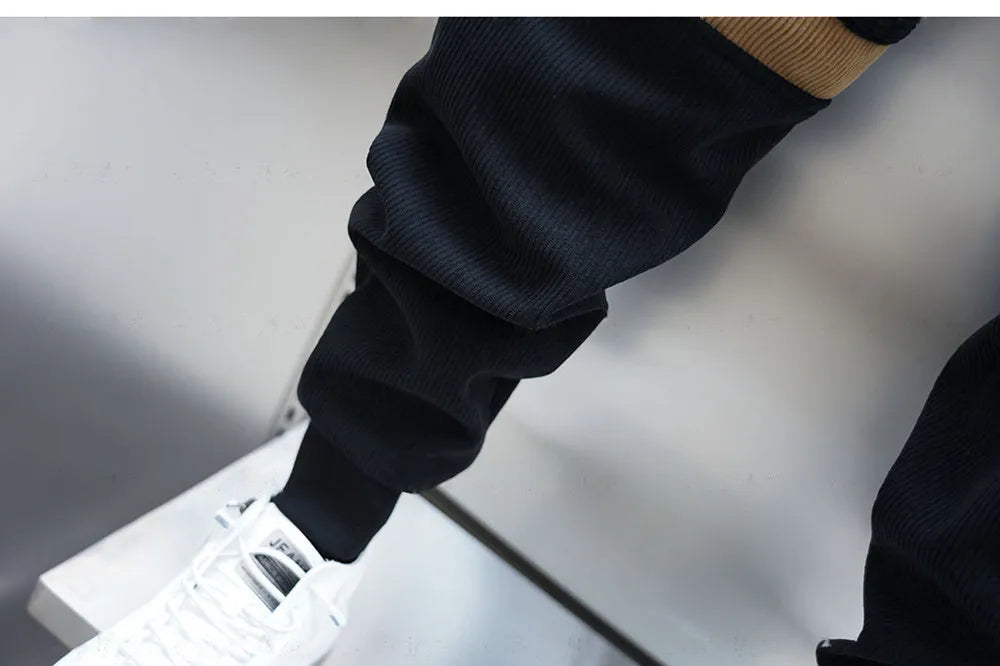 Men's Patchwork Striped Harem Jogger Sweatpants