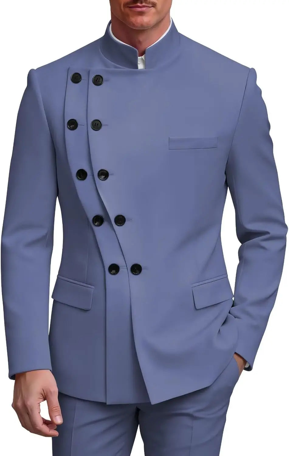 Men's Slim Fit Stand Collar Wedding Tuxedo Set