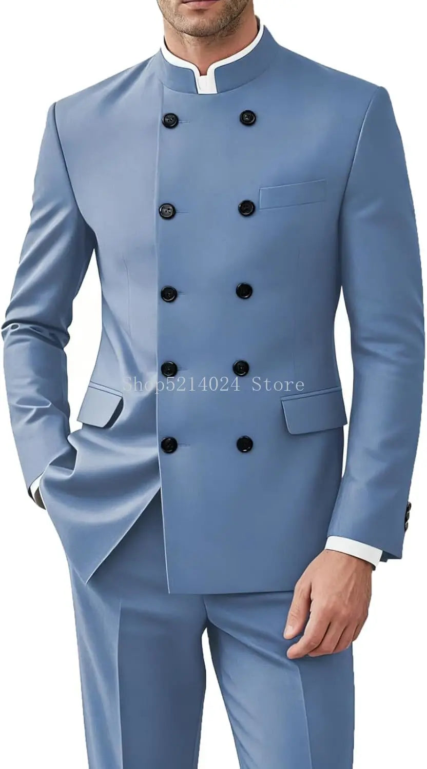 Men 2 Pieces  Suit for Men Gold Button Jacket Pant Set Traditional Wedding, Casual and Business
