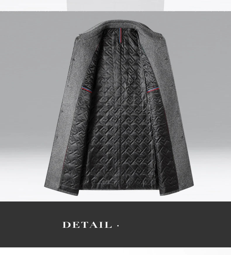 Men's Wool Turn-Down Collar Long Winter Coat