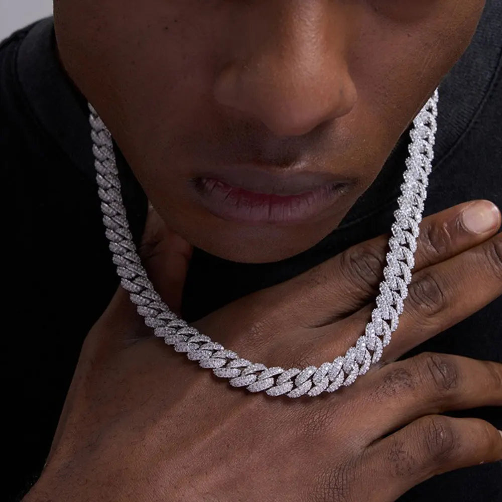 10mm CZ Stone cuban link chain Silver Gold Plated Iced Out Miami Cuban Chain Necklace for Men