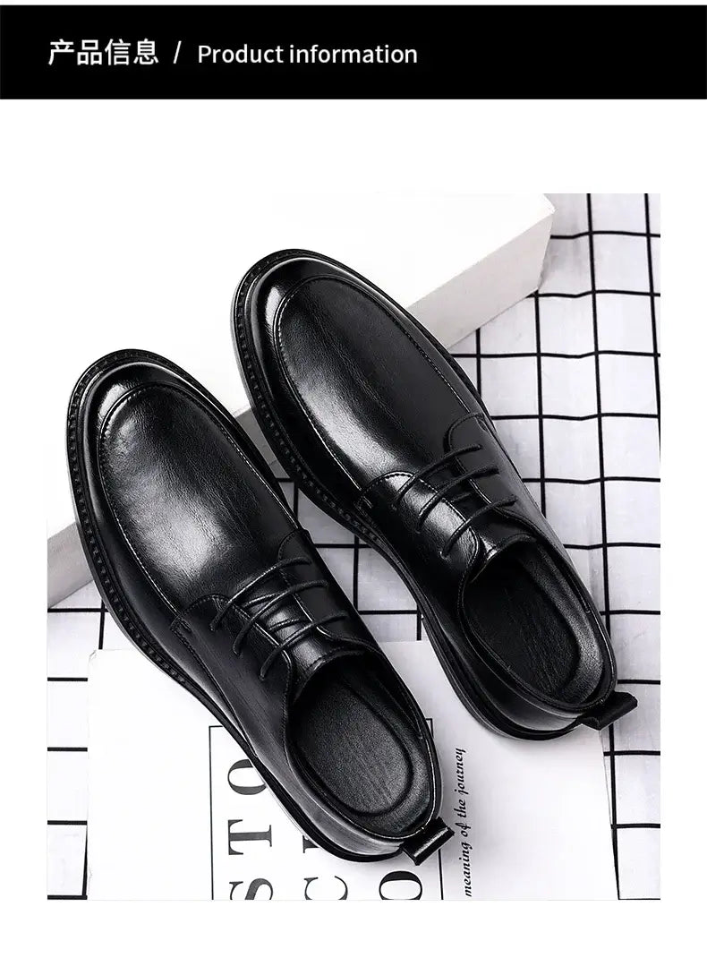 Men's Plus Size Elevator Leather Oxfords 3-8CM Height