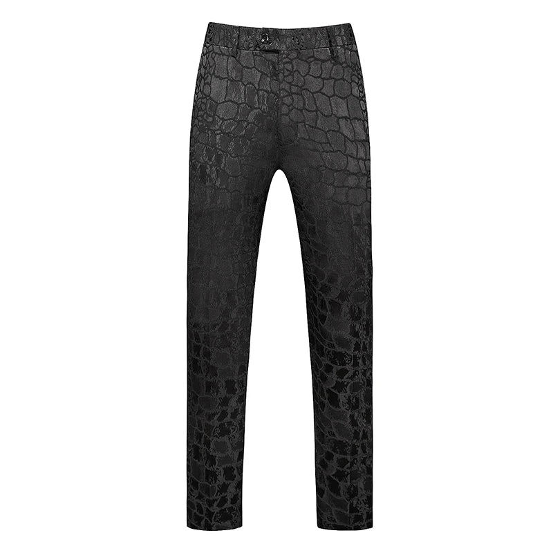 Men's Jacquard Suit Pants White Black Pink Wedding Prom Trousers