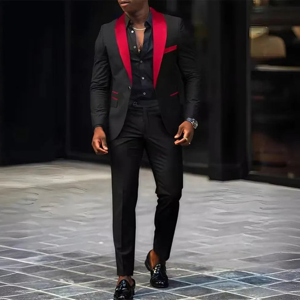Men's Slim Fit Single-Button Wedding Suit Set