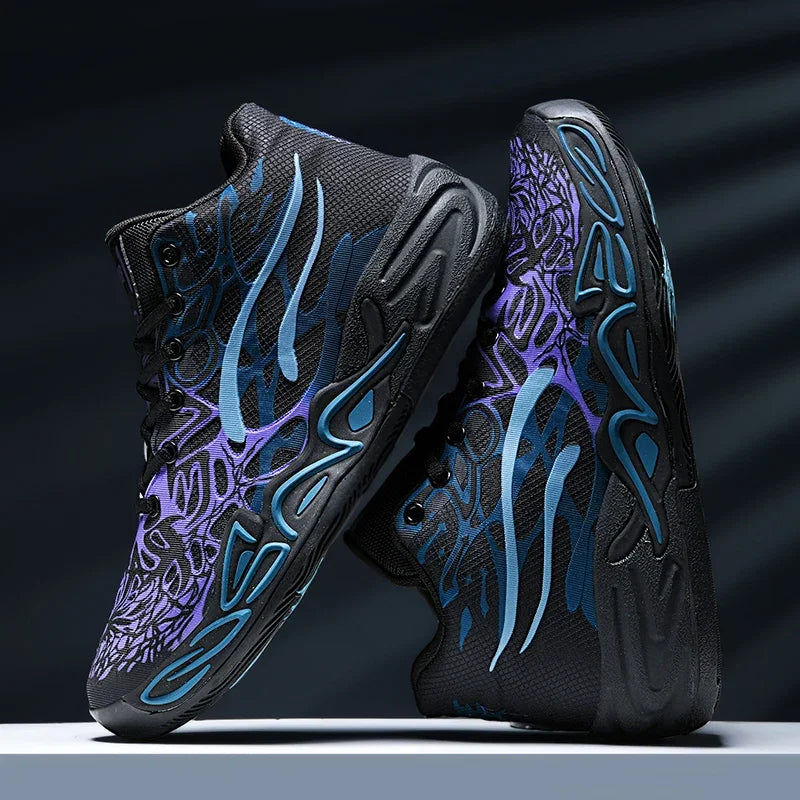 Men's High-Top Non-Slip Lace-Up Basketball Training Sneakers