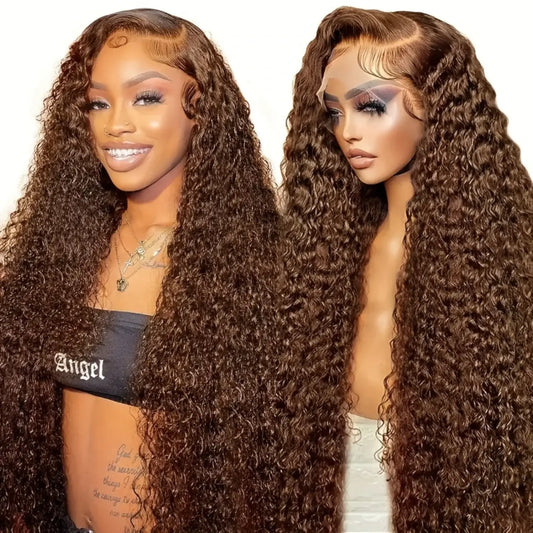 Chocolate Brown Curly Human Hair Wig 13x4 Lace Front Human Hair Wigs For Women Jerry Curly Glueless Wigs On Clearance Sale.