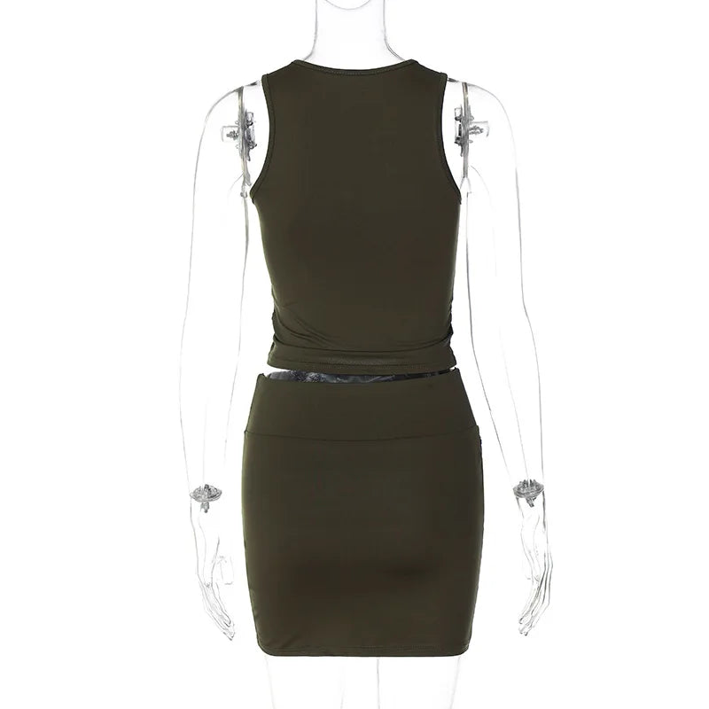 Women's Autumn Tank Top and Mini Skirt Two-Piece Set
