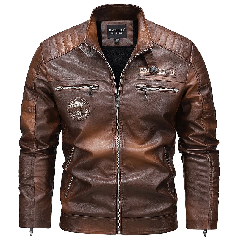 Men's Winter Motorcycle Leather Jacket