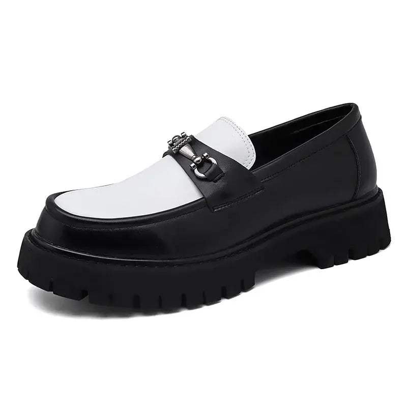 Men's British Metal Buckle Leather Loafers