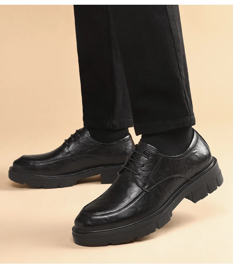 Men's Genuine Leather Elevator Dress Shoes 5/8/10CM Taller