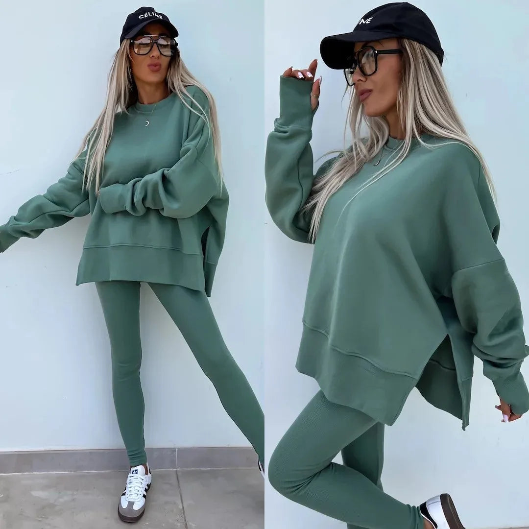 Women's Loose Shirt and Tight Pants Two-Piece Set