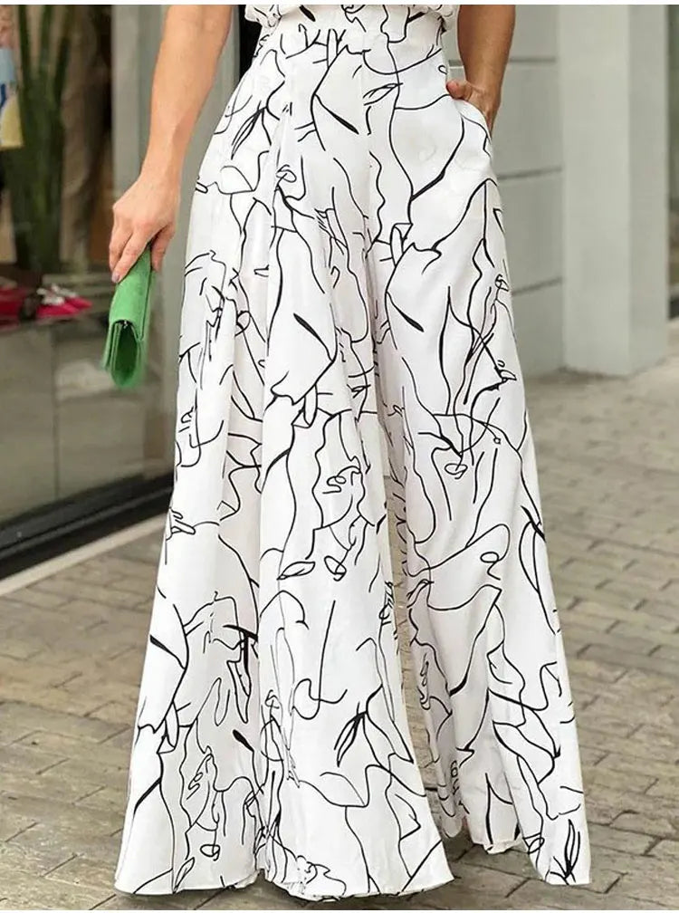 Women's Print Halter Wide-Leg Sleeveless Jumpsuit