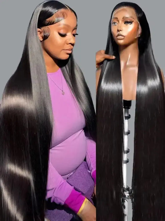 40 46 Inch 200 Density Frontal Wig For Black Women Brazilian Wigs Human Hair 5x5 Bone Straight HD Transparent Lace Front Wigs