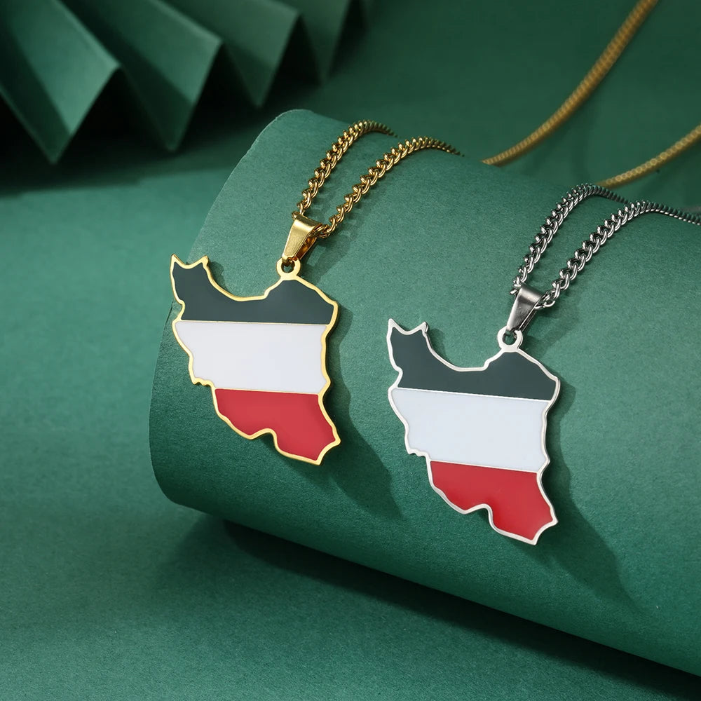 Women's Iran Map Zircon Necklace Earrings Keychain Set