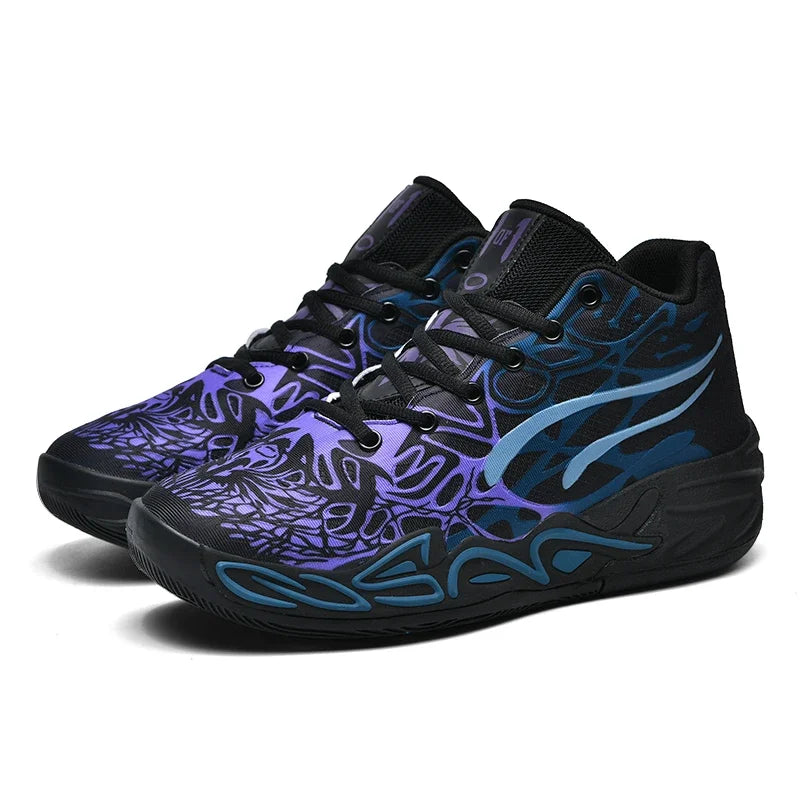Men's High-Top Non-Slip Lace-Up Basketball Training Sneakers