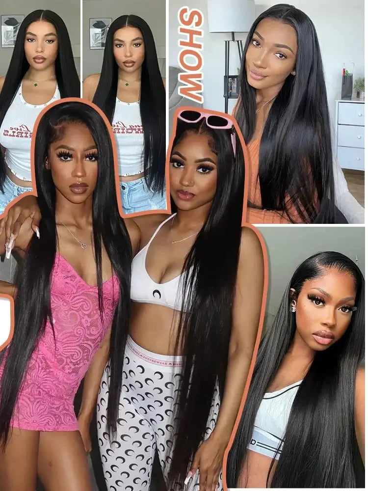 Real Human Hair Bone Straight Bundles 30 40 Inches Raw Hair 1 3 4 Bundles Brazilian Hair Weave Extensions For Black Women in various styles.