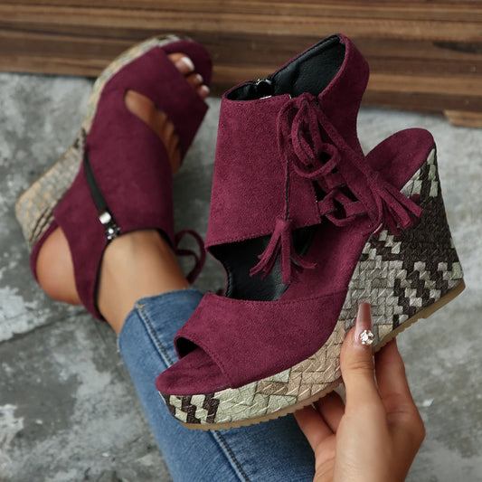 Women's Suede Wedge Platform Sandals, Bohemian Summer Comfort
